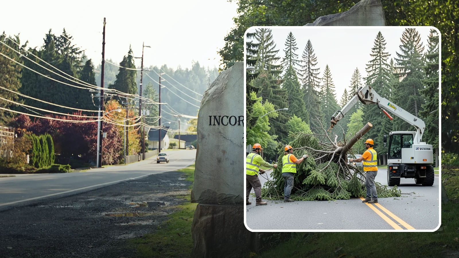Municipal Hazard Tree Removal in Wilkeson, Pierce County, WA - We identify and remove high-risk public trees threatening infrastructure, roadways, and pedestrians under arborist-documented...