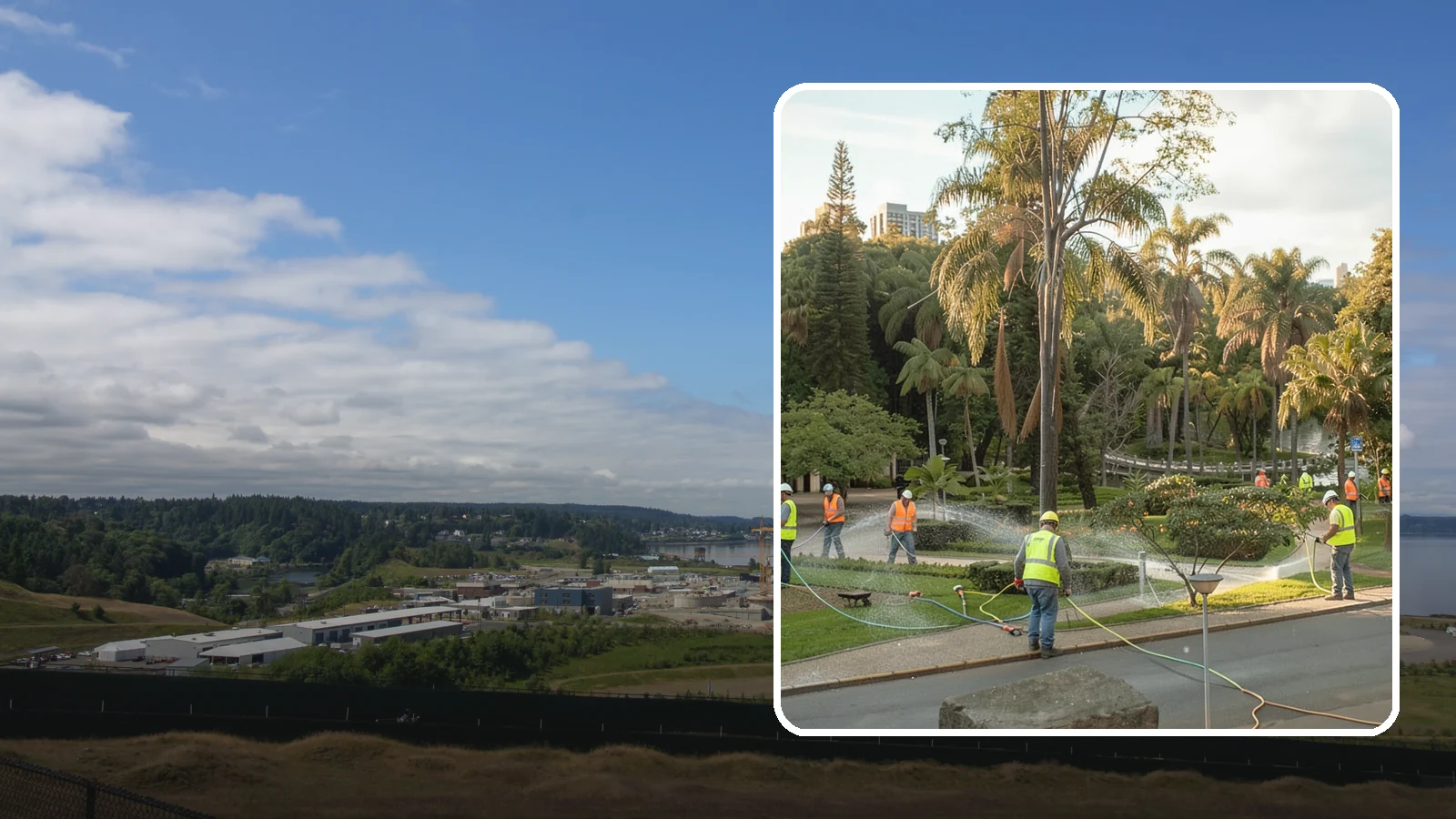 Municipal Irrigation Installation in University Place, Pierce County, WA - We design and install efficient irrigation systems for public parks, medians, and civic landscapes that meet Western Washington...