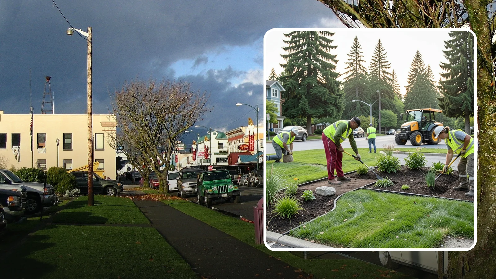Municipal Landscape Installation in Arlington, Snohomish County, WA - We build new public landscapes, from plantings and beds to irrigation and hardscape edging, for Western Washington capital and...