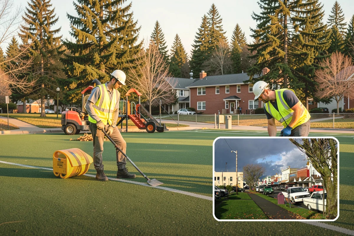 Municipal Landscape Installation in Arlington, Snohomish County, WA - Turnkey installation coordinates plants, soil, and irrigation under one contract