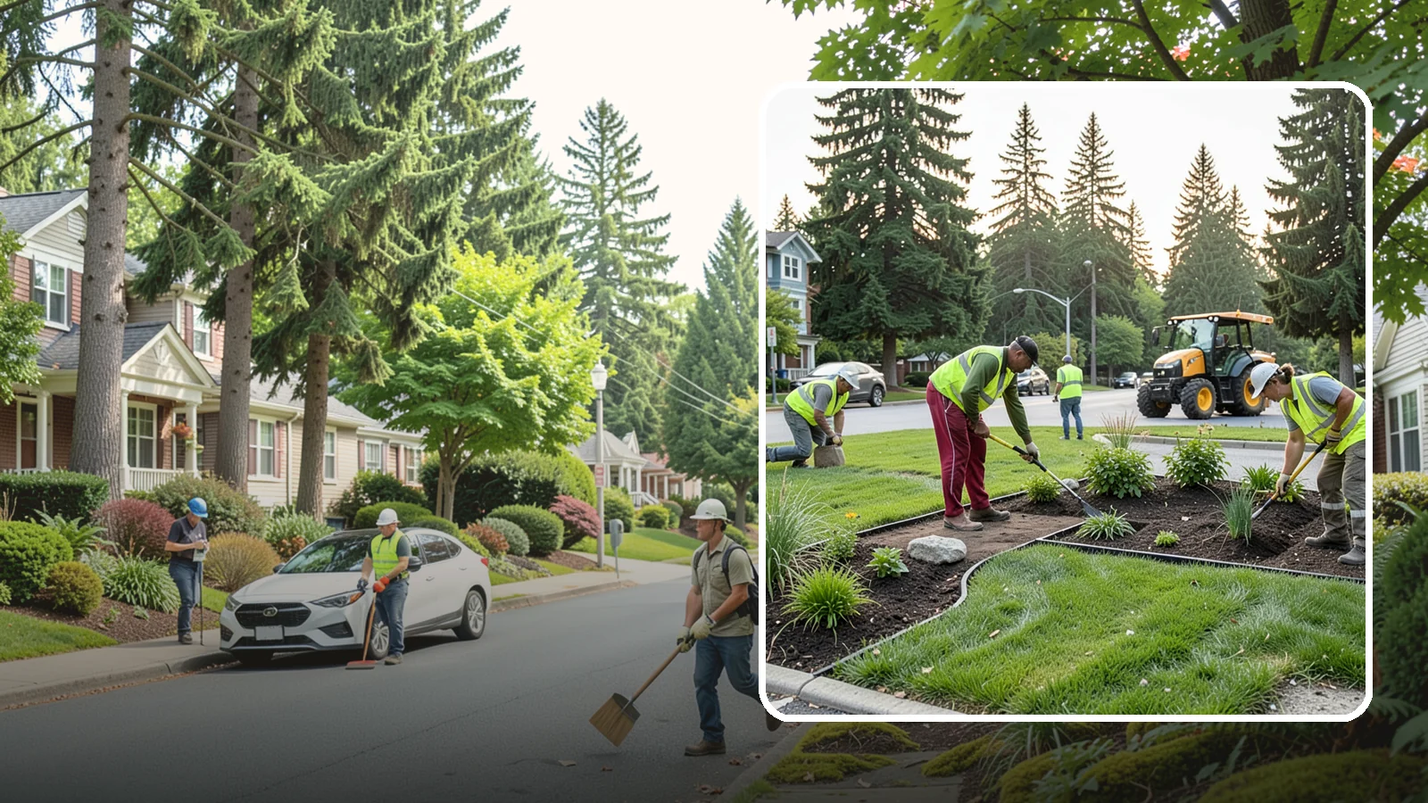Municipal Landscape Installation in Beaux Arts Village, King County, WA - We build new public landscapes, from plantings and beds to irrigation and hardscape edging, for Western Washington capital and...