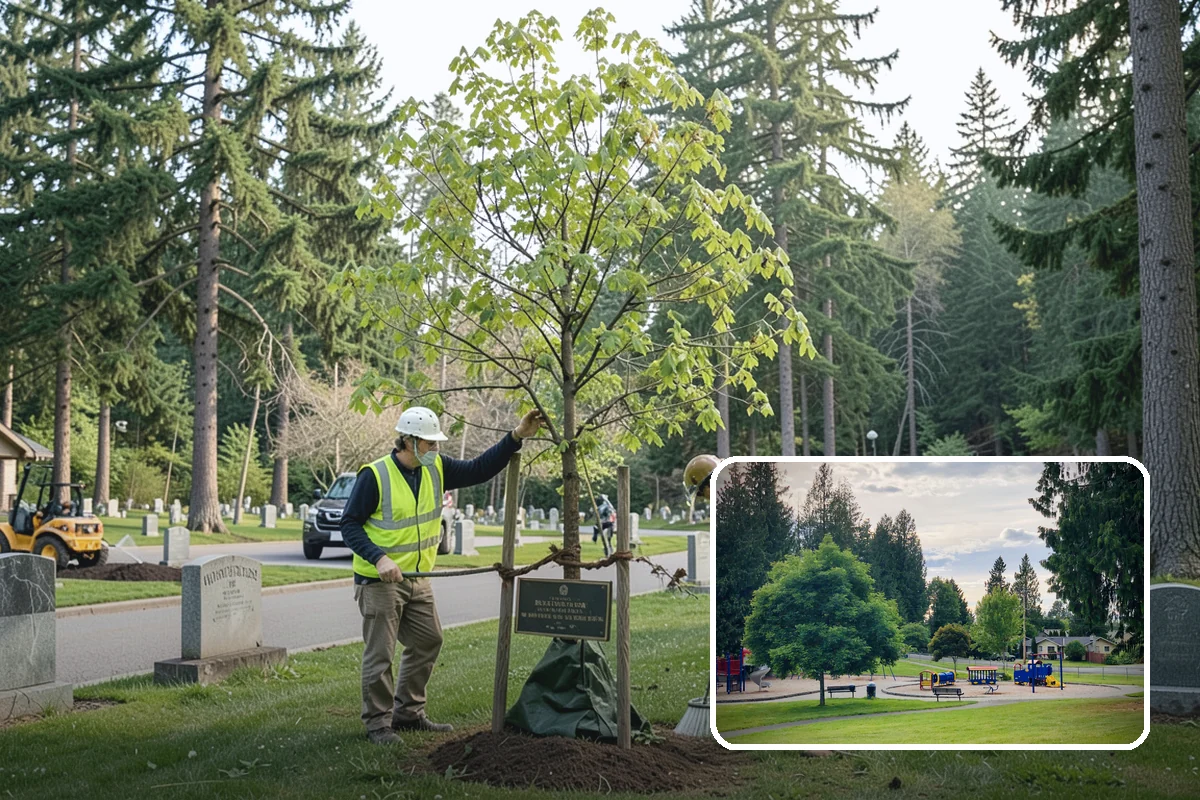 Municipal Landscape Installation in Bonney Lake, Pierce County, WA - Turnkey installation coordinates plants, soil, and irrigation under one contract