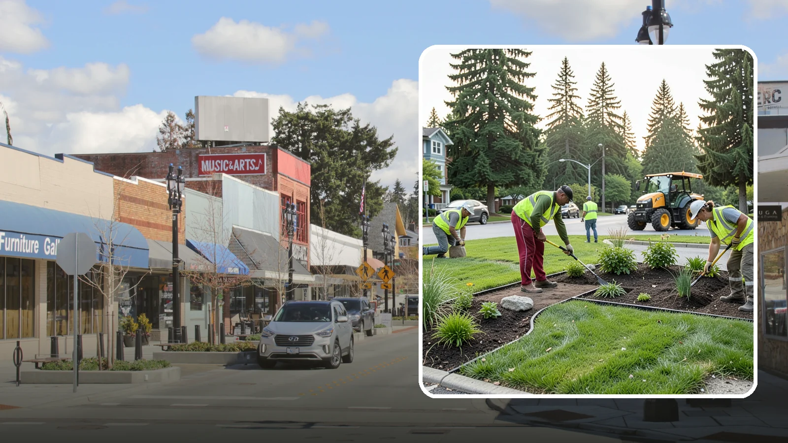 Municipal Landscape Installation in Bothell, King County, WA - We build new public landscapes, from plantings and beds to irrigation and hardscape edging, for Western Washington capital and...