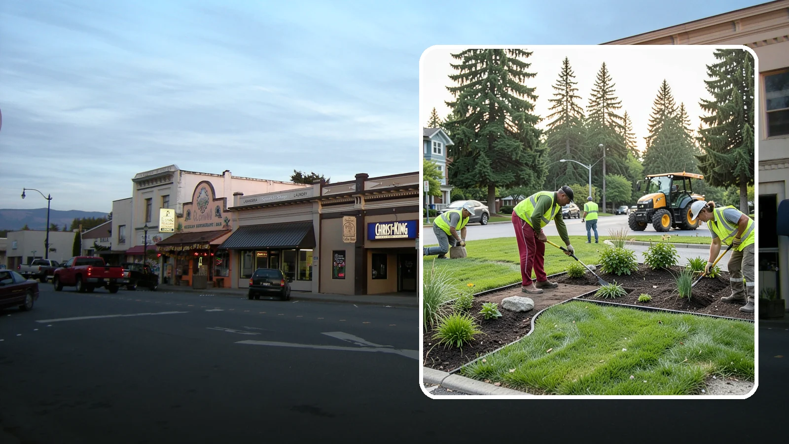 Municipal Landscape Installation in Burlington, Skagit County, WA - We build new public landscapes, from plantings and beds to irrigation and hardscape edging, for Western Washington capital and...