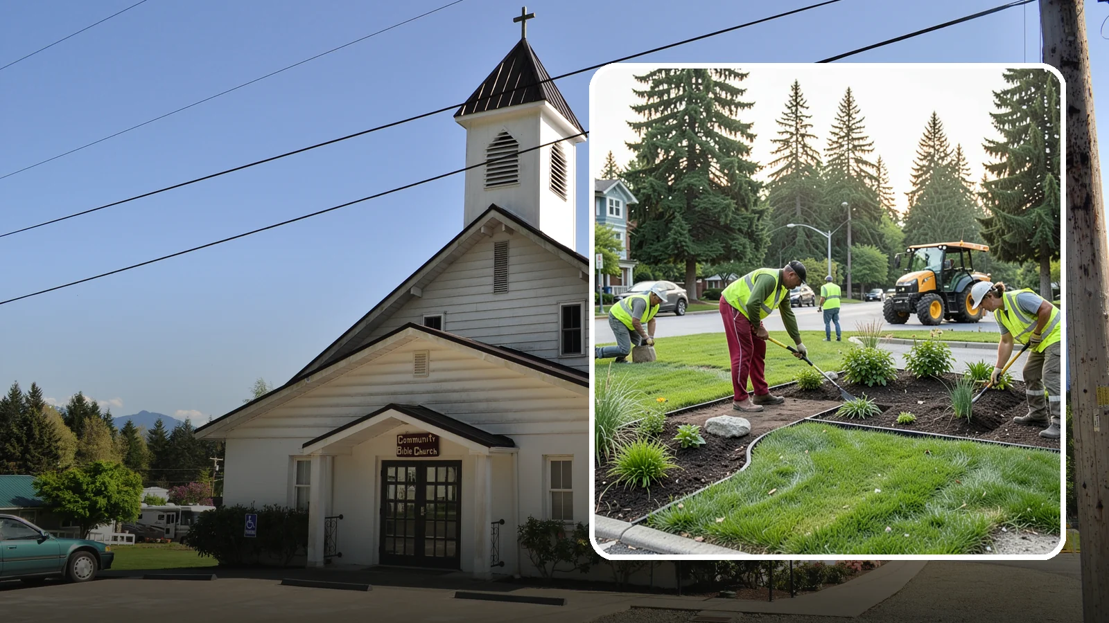 Municipal Landscape Installation in Concrete, Skagit County, WA - We build new public landscapes, from plantings and beds to irrigation and hardscape edging, for Western Washington capital and...