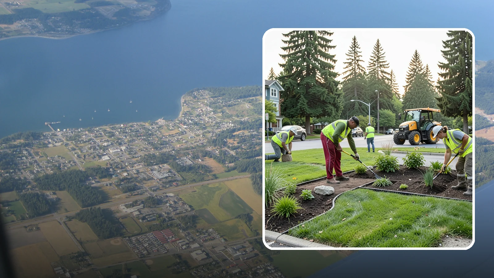 Municipal Landscape Installation in Coupeville, Island County, WA - We build new public landscapes, from plantings and beds to irrigation and hardscape edging, for Western Washington capital and...