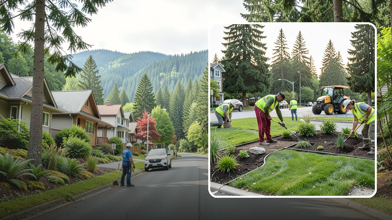 Municipal Landscape Installation in Darrington, Snohomish County, WA - We build new public landscapes, from plantings and beds to irrigation and hardscape edging, for Western Washington capital and...