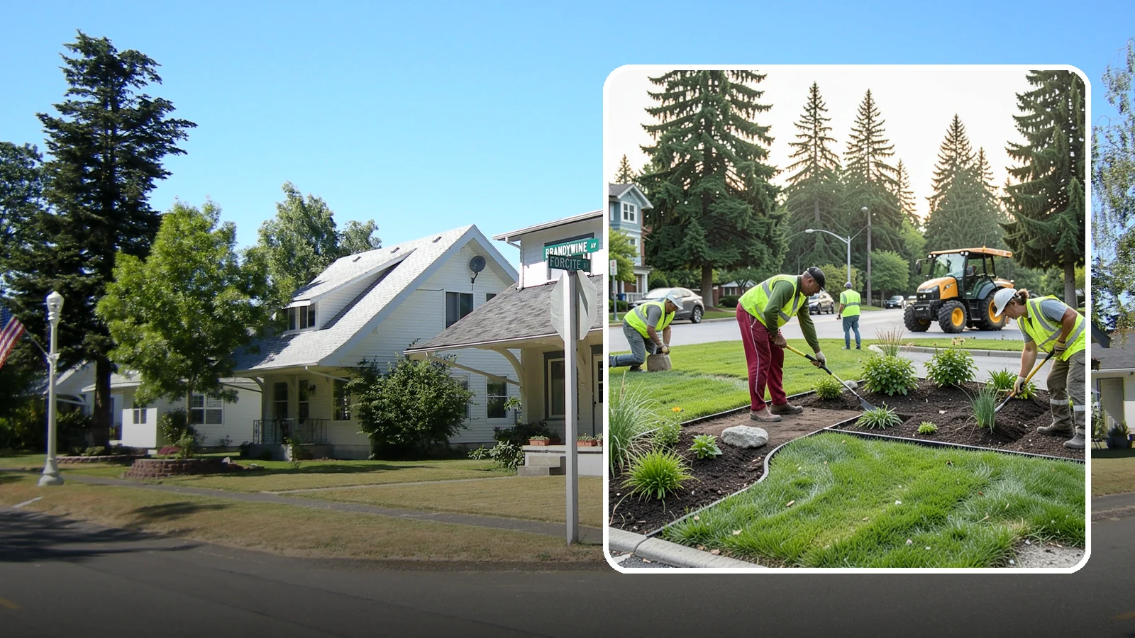 Municipal Landscape Installation in DuPont, Pierce County, WA - We build new public landscapes, from plantings and beds to irrigation and hardscape edging, for Western Washington capital and...