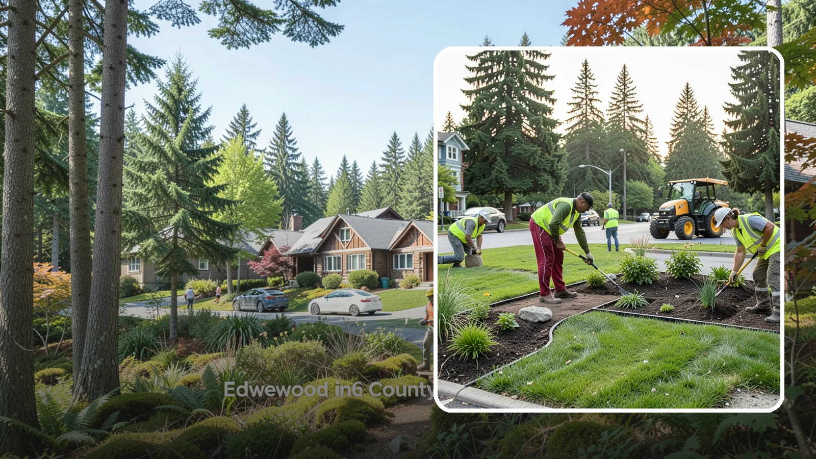 Municipal Landscape Installation in Edgewood, Pierce County, WA - We build new public landscapes, from plantings and beds to irrigation and hardscape edging, for Western Washington capital and...