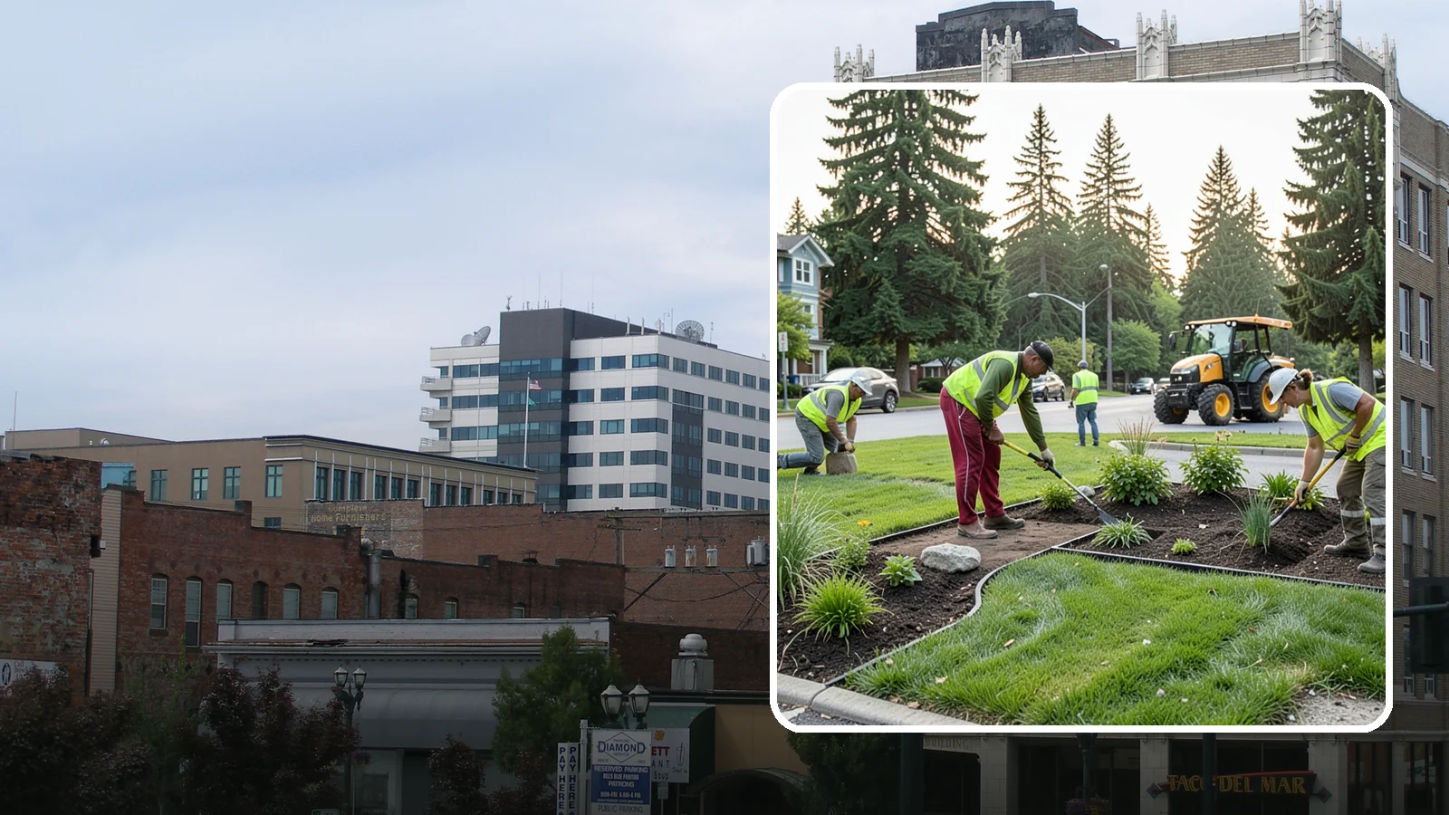 Municipal Landscape Installation in Everett, Snohomish County, WA - We build new public landscapes, from plantings and beds to irrigation and hardscape edging, for Western Washington capital and...