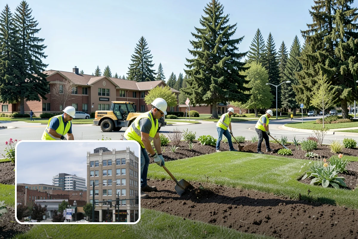Municipal Landscape Installation in Everett, Snohomish County, WA - Turnkey installation coordinates plants, soil, and irrigation under one contract