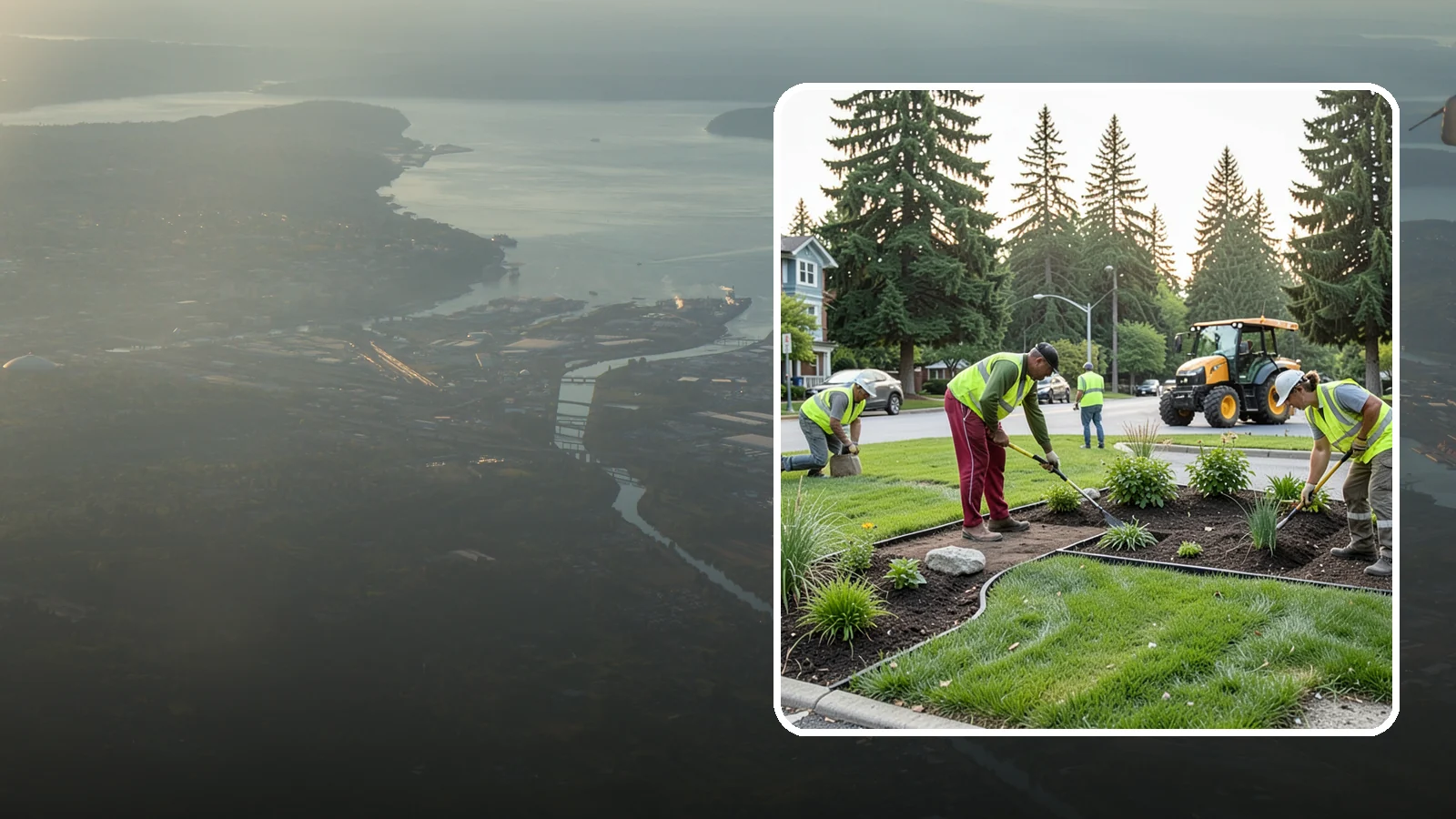 Municipal Landscape Installation in Fife, Pierce County, WA - We build new public landscapes, from plantings and beds to irrigation and hardscape edging, for Western Washington capital and...
