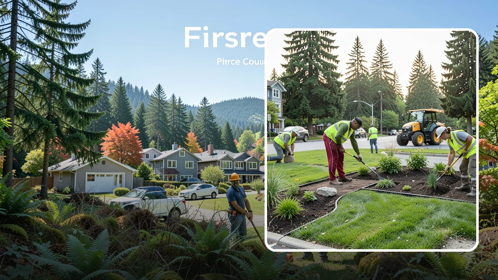 Municipal Landscape Installation in Fircrest, Pierce County, WA - We build new public landscapes, from plantings and beds to irrigation and hardscape edging, for Western Washington capital and...