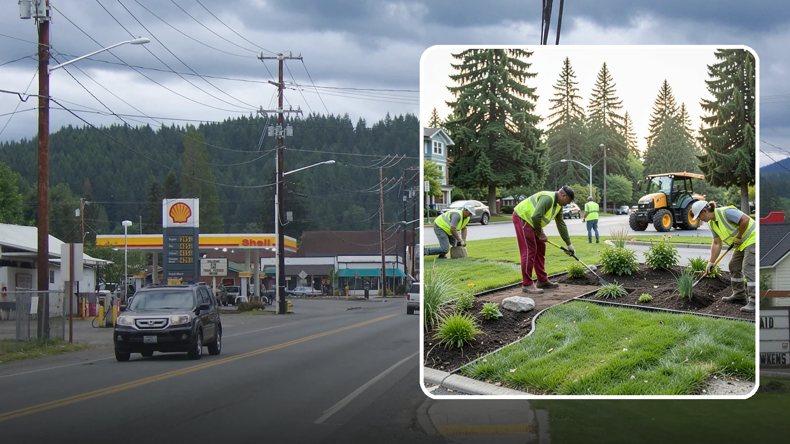 Municipal Landscape Installation in Granite Falls, Snohomish County, WA - We build new public landscapes, from plantings and beds to irrigation and hardscape edging, for Western Washington capital and...