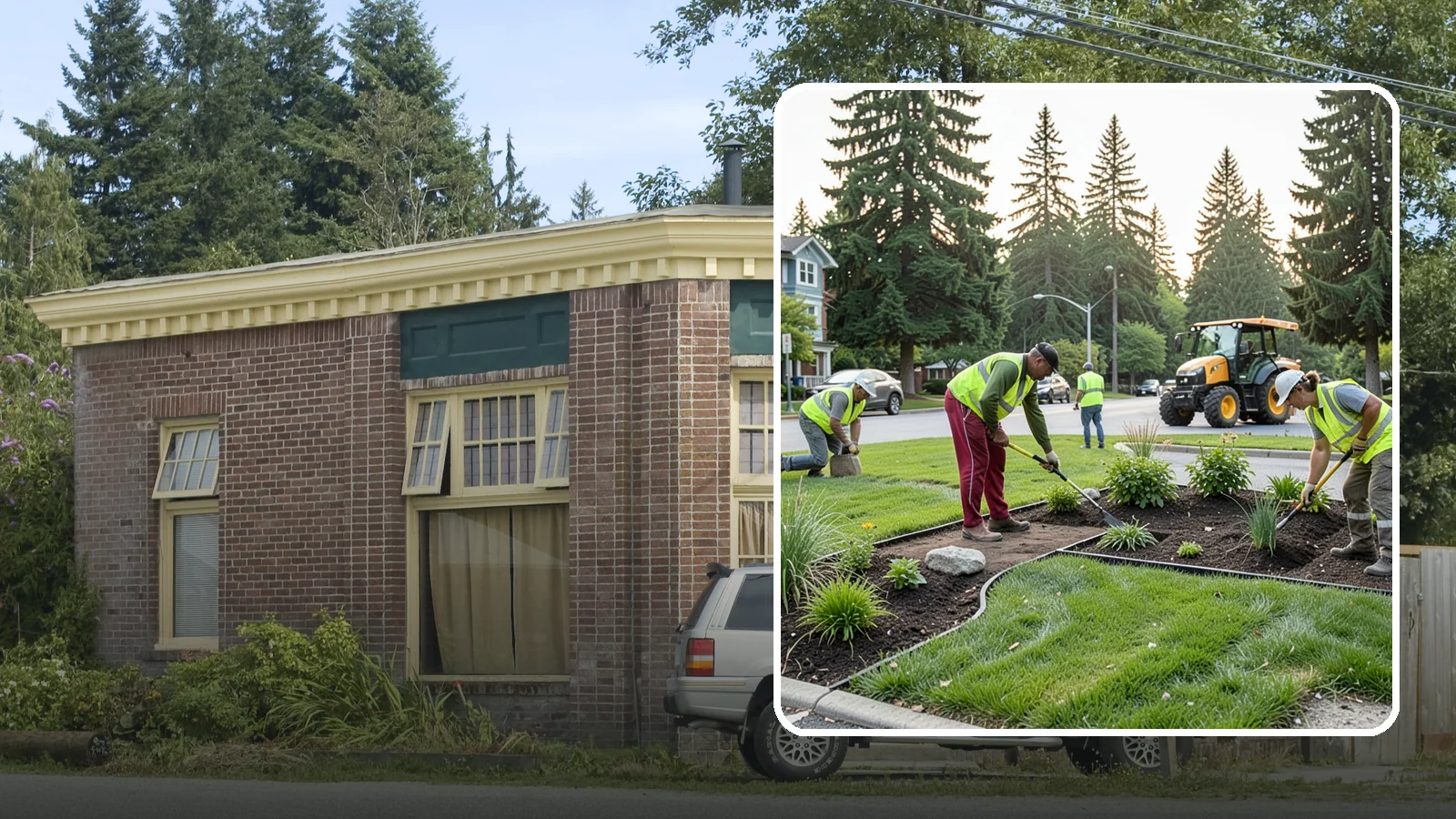 Municipal Landscape Installation in Hamilton, Skagit County, WA - We build new public landscapes, from plantings and beds to irrigation and hardscape edging, for Western Washington capital and...