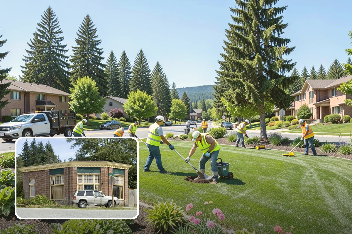 Municipal Landscape Installation in Hamilton, Skagit County, WA - Turnkey installation coordinates plants, soil, and irrigation under one contract