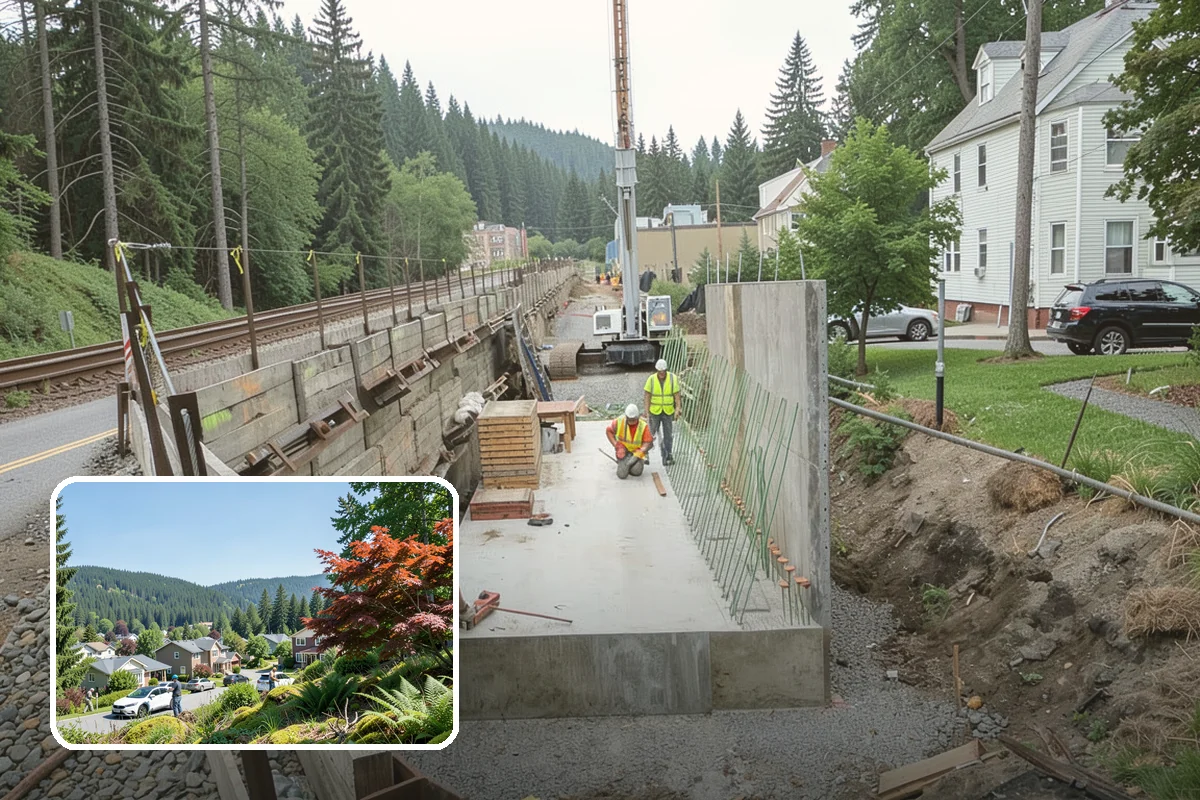 Municipal Landscape Installation in Index, Snohomish County, WA - Turnkey installation coordinates plants, soil, and irrigation under one contract