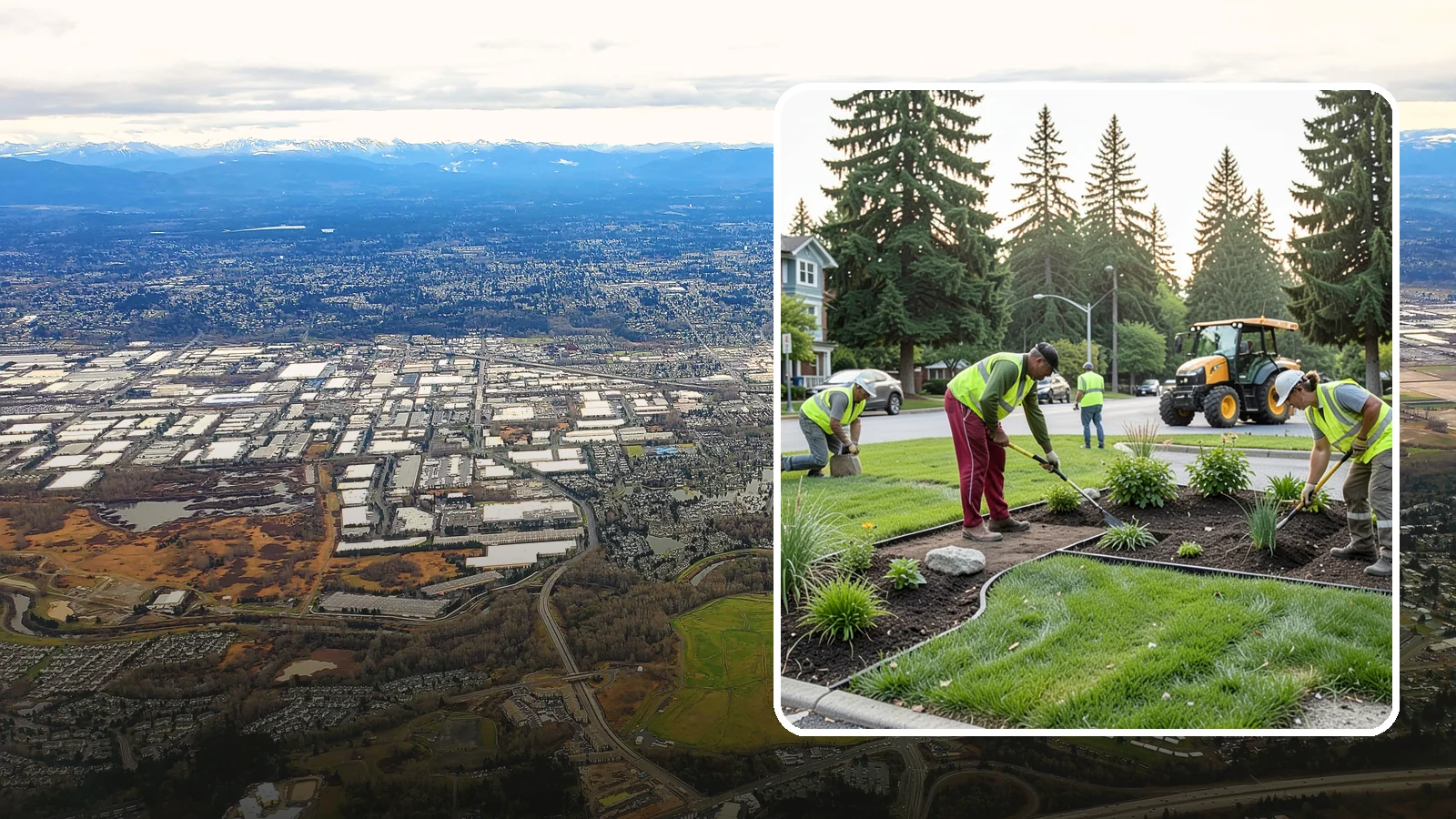 Municipal Landscape Installation in Kent, King County, WA - We build new public landscapes, from plantings and beds to irrigation and hardscape edging, for Western Washington capital and...