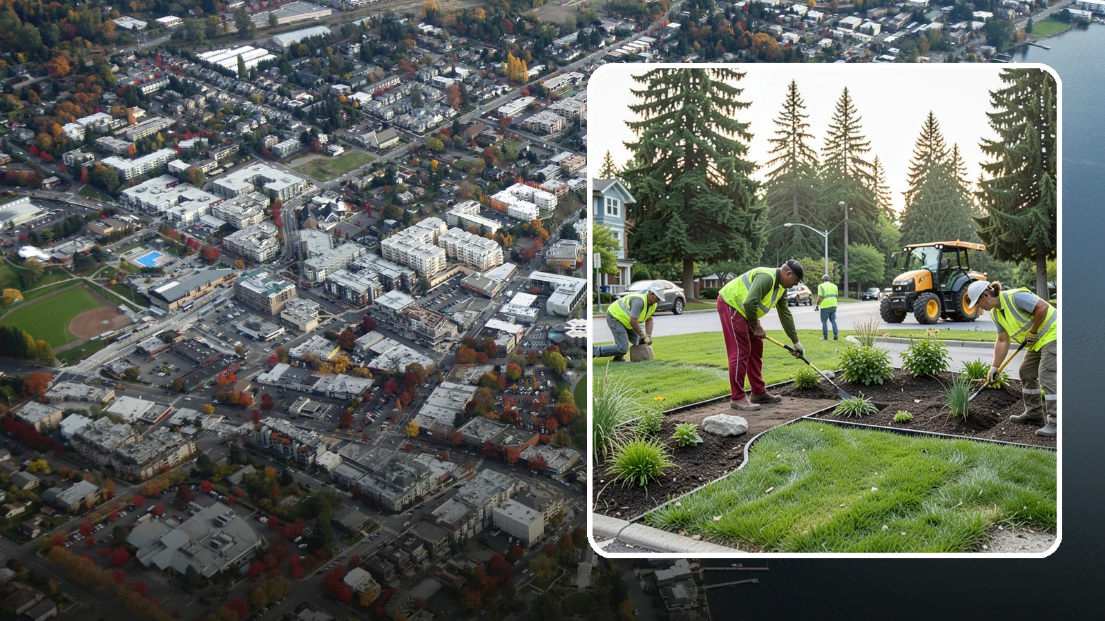Municipal Landscape Installation in Kirkland, King County, WA - We build new public landscapes, from plantings and beds to irrigation and hardscape edging, for Western Washington capital and...