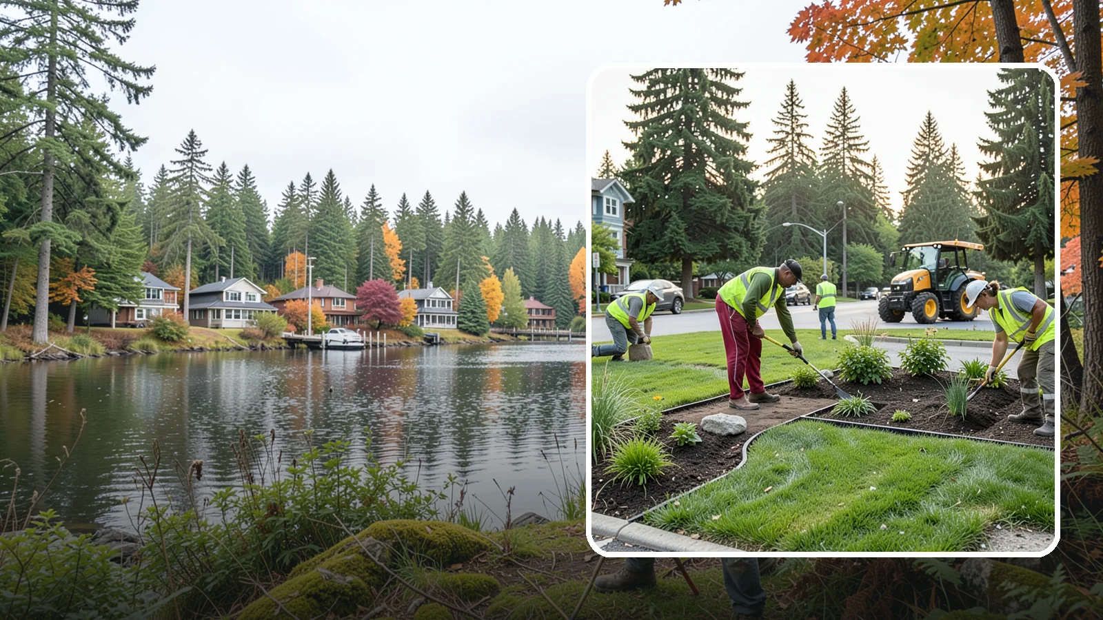 Municipal Landscape Installation in La Conner, Skagit County, WA - We build new public landscapes, from plantings and beds to irrigation and hardscape edging, for Western Washington capital and...
