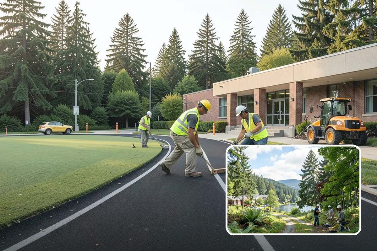 Municipal Landscape Installation in Lake Forest Park, King County, WA - Turnkey installation coordinates plants, soil, and irrigation under one contract