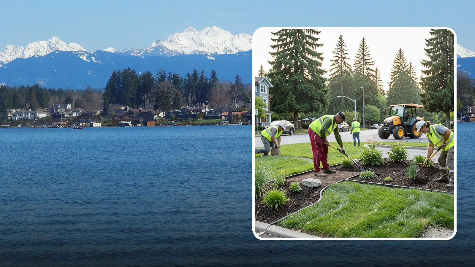 Municipal Landscape Installation in Lake Stevens, Snohomish County, WA - We build new public landscapes, from plantings and beds to irrigation and hardscape edging, for Western Washington capital and...