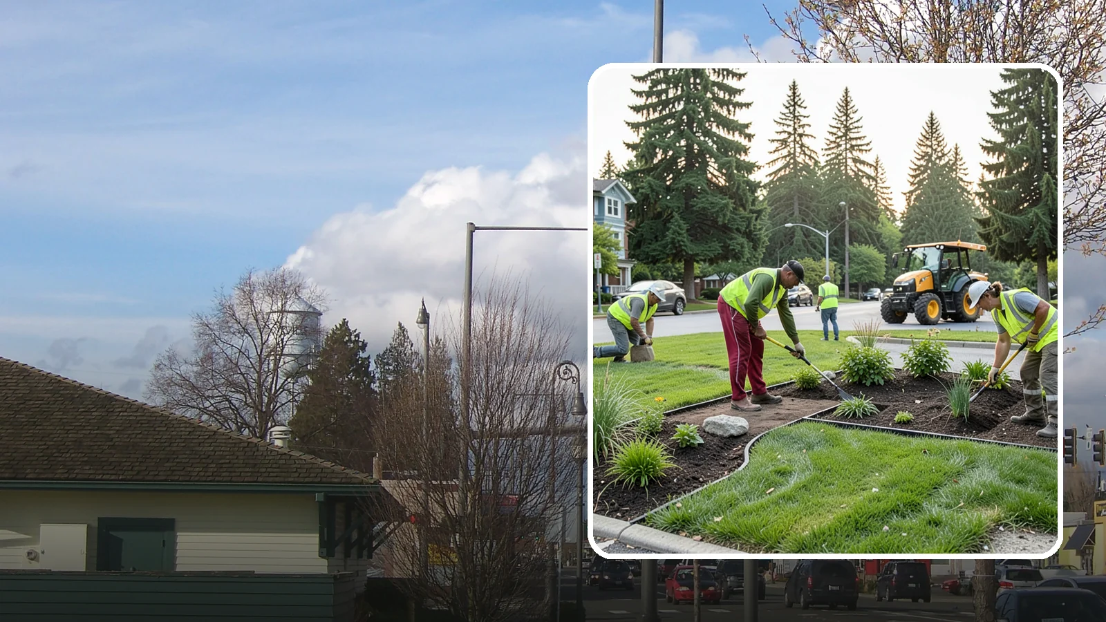 Municipal Landscape Installation in Marysville, Snohomish County, WA - We build new public landscapes, from plantings and beds to irrigation and hardscape edging, for Western Washington capital and...
