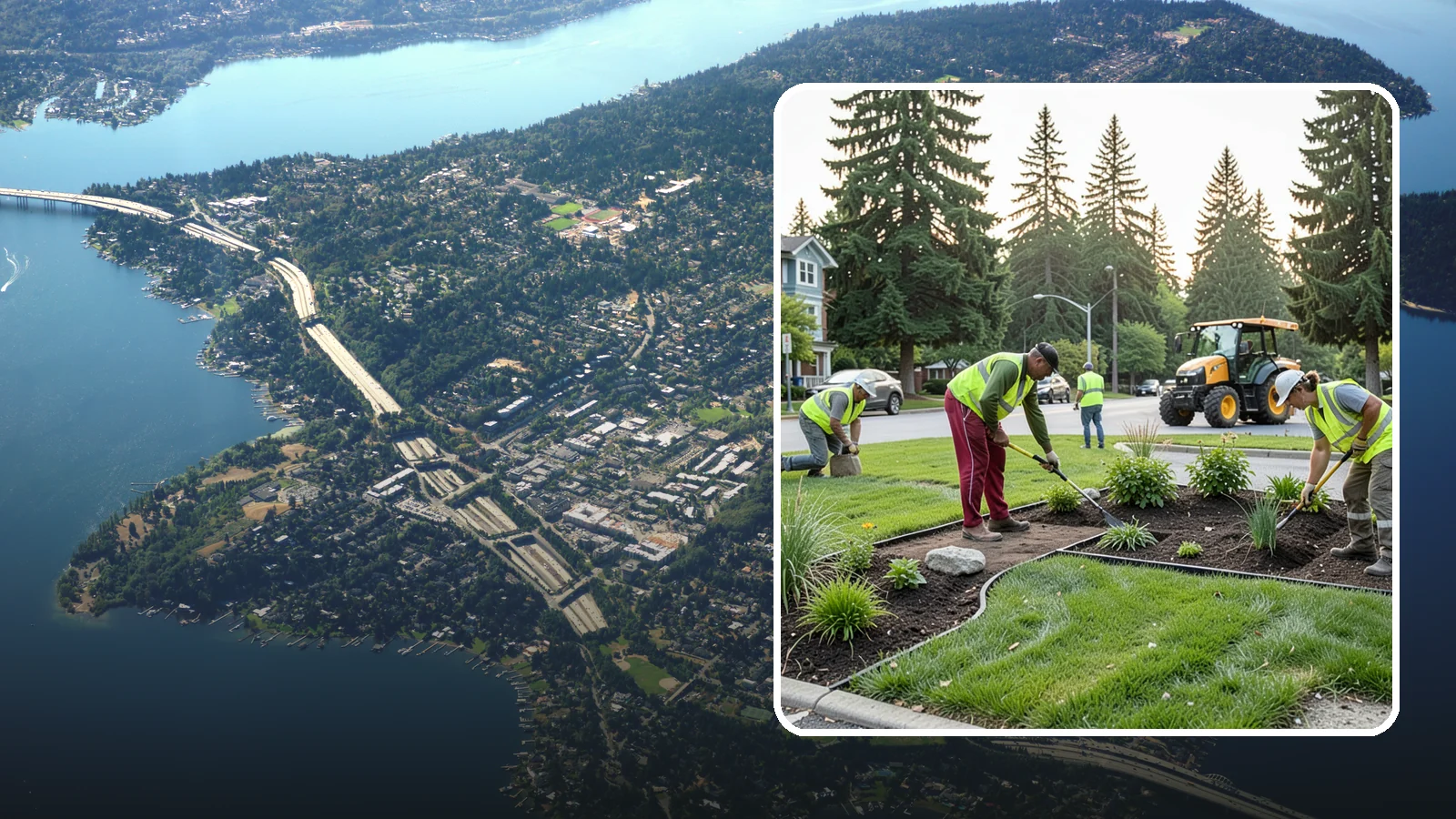 Municipal Landscape Installation in Mercer Island, King County, WA - We build new public landscapes, from plantings and beds to irrigation and hardscape edging, for Western Washington capital and...