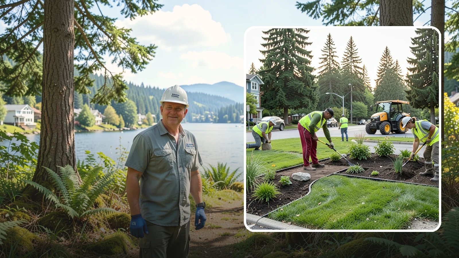 Municipal Landscape Installation in Milton, King County, WA - We build new public landscapes, from plantings and beds to irrigation and hardscape edging, for Western Washington capital and...