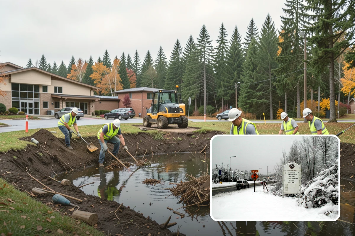 Municipal Landscape Installation in Newcastle, King County, WA - Turnkey installation coordinates plants, soil, and irrigation under one contract