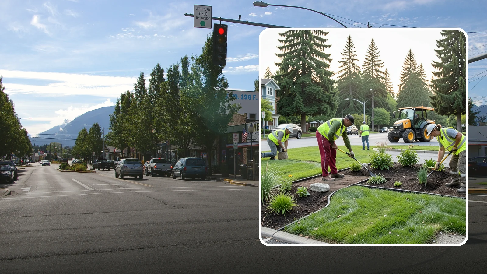 Municipal Landscape Installation in North Bend, King County, WA - We build new public landscapes, from plantings and beds to irrigation and hardscape edging, for Western Washington capital and...