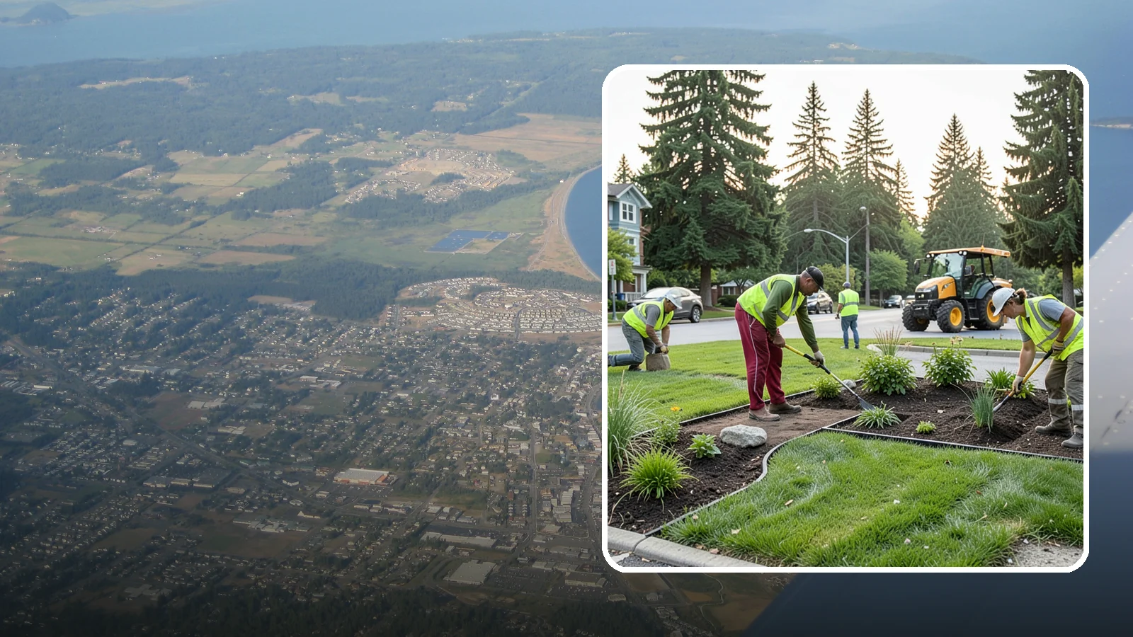 Municipal Landscape Installation in Oak Harbor, Island County, WA - We build new public landscapes, from plantings and beds to irrigation and hardscape edging, for Western Washington capital and...