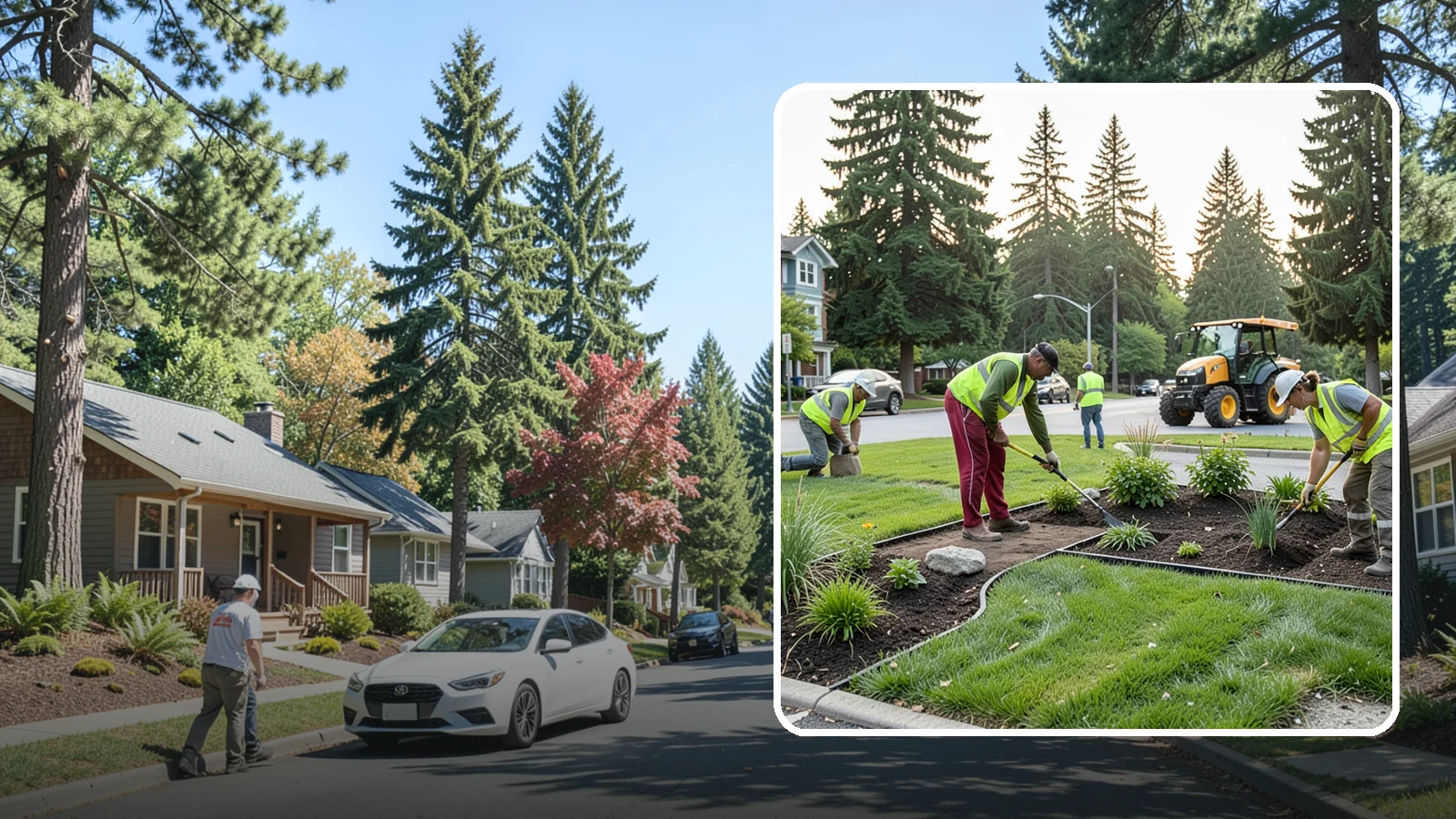 Municipal Landscape Installation in Orting, Pierce County, WA - We build new public landscapes, from plantings and beds to irrigation and hardscape edging, for Western Washington capital and...