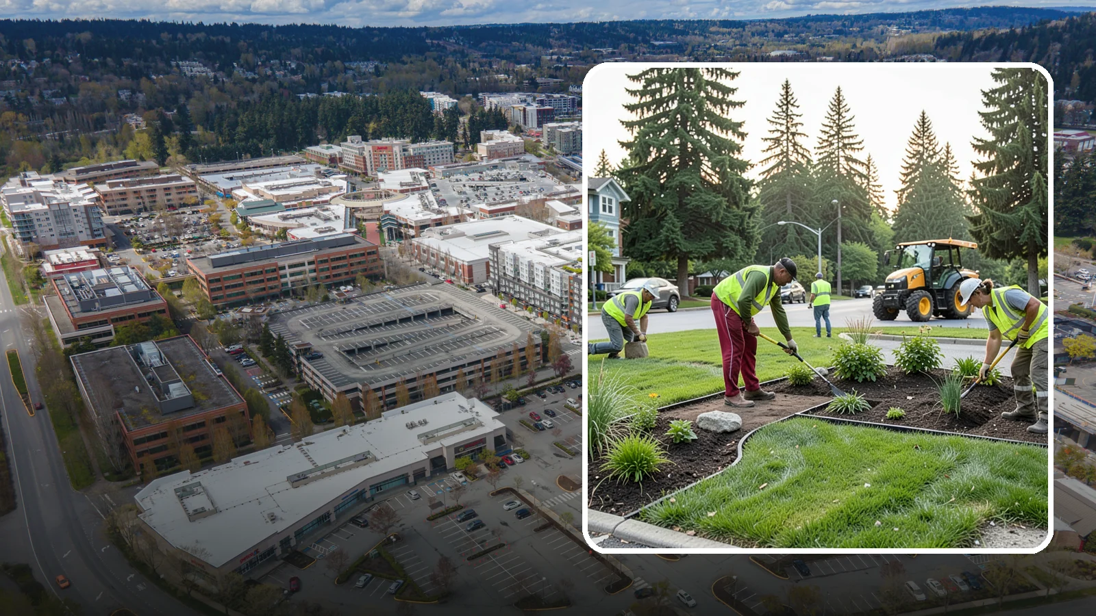 Municipal Landscape Installation in Redmond, King County, WA - We build new public landscapes, from plantings and beds to irrigation and hardscape edging, for Western Washington capital and...