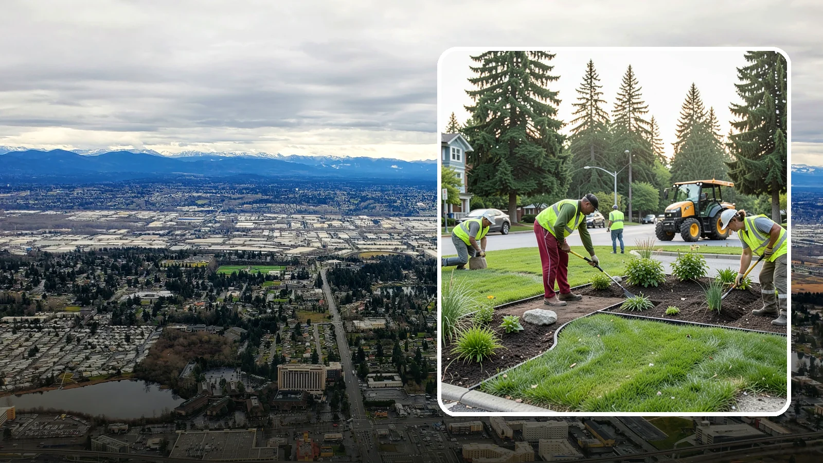 Municipal Landscape Installation in SeaTac, King County, WA - We build new public landscapes, from plantings and beds to irrigation and hardscape edging, for Western Washington capital and...