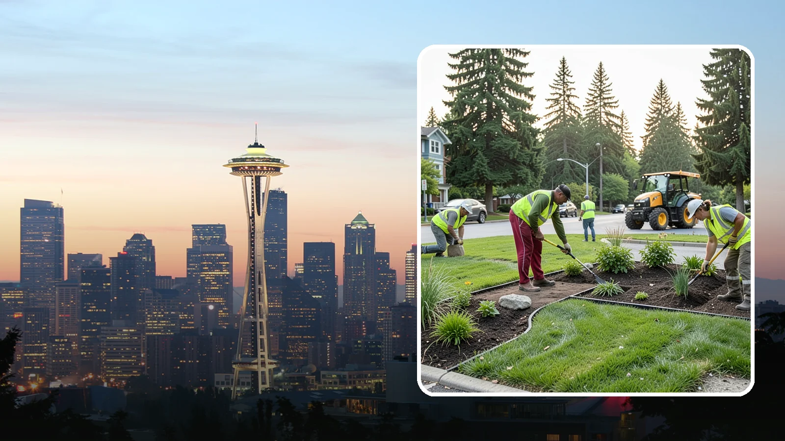 Municipal Landscape Installation in Seattle, King County, WA - We build new public landscapes, from plantings and beds to irrigation and hardscape edging, for Western Washington capital and...