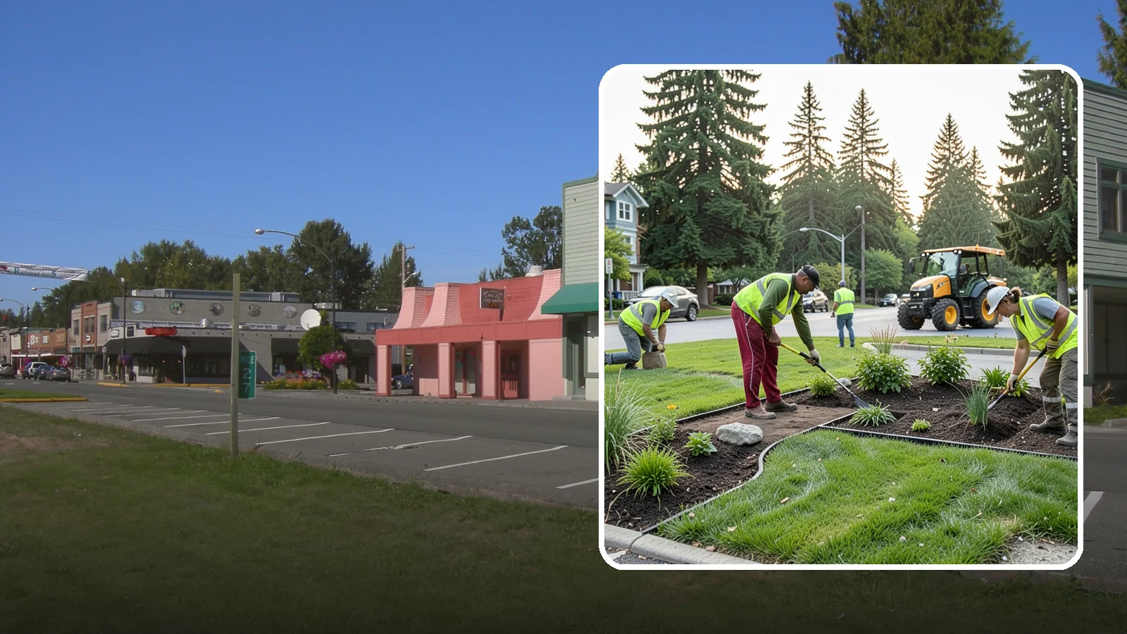 Municipal Landscape Installation in Snoqualmie, King County, WA - We build new public landscapes, from plantings and beds to irrigation and hardscape edging, for Western Washington capital and...