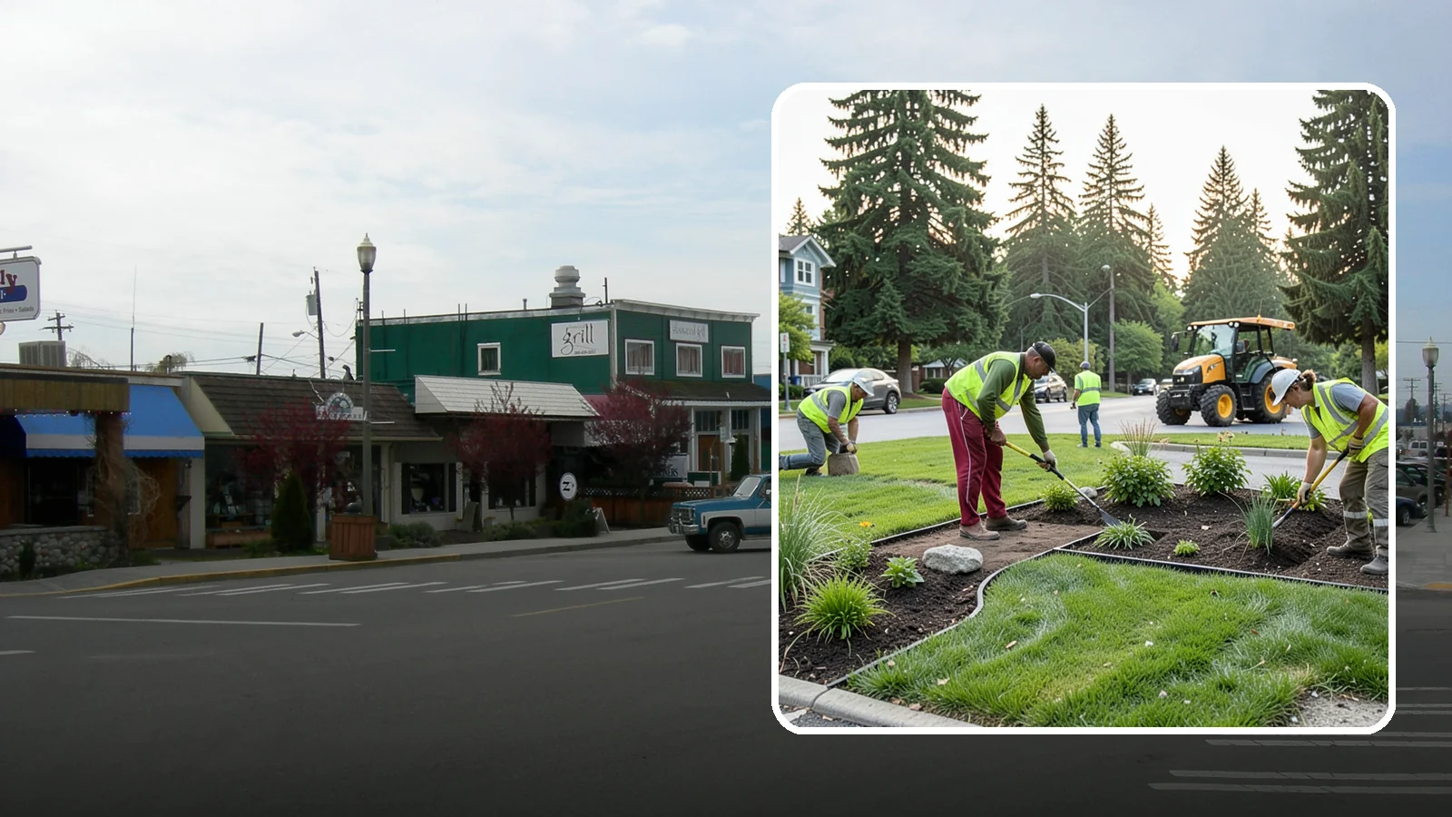Municipal Landscape Installation in Stanwood, Snohomish County, WA - We build new public landscapes, from plantings and beds to irrigation and hardscape edging, for Western Washington capital and...