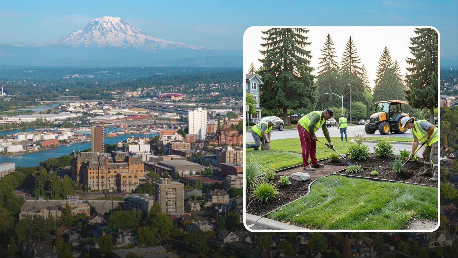 Municipal Landscape Installation in Tacoma, Pierce County, WA - We build new public landscapes, from plantings and beds to irrigation and hardscape edging, for Western Washington capital and...