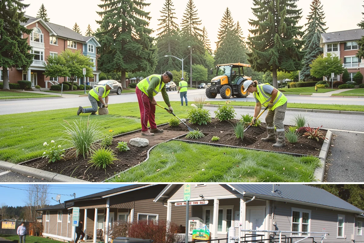 Municipal Landscape Maintenance in South Prairie, Pierce County, WA - Growth-season mowing and detail work runs March through October in the maritime Northwest, with reduced winter visits focused on...