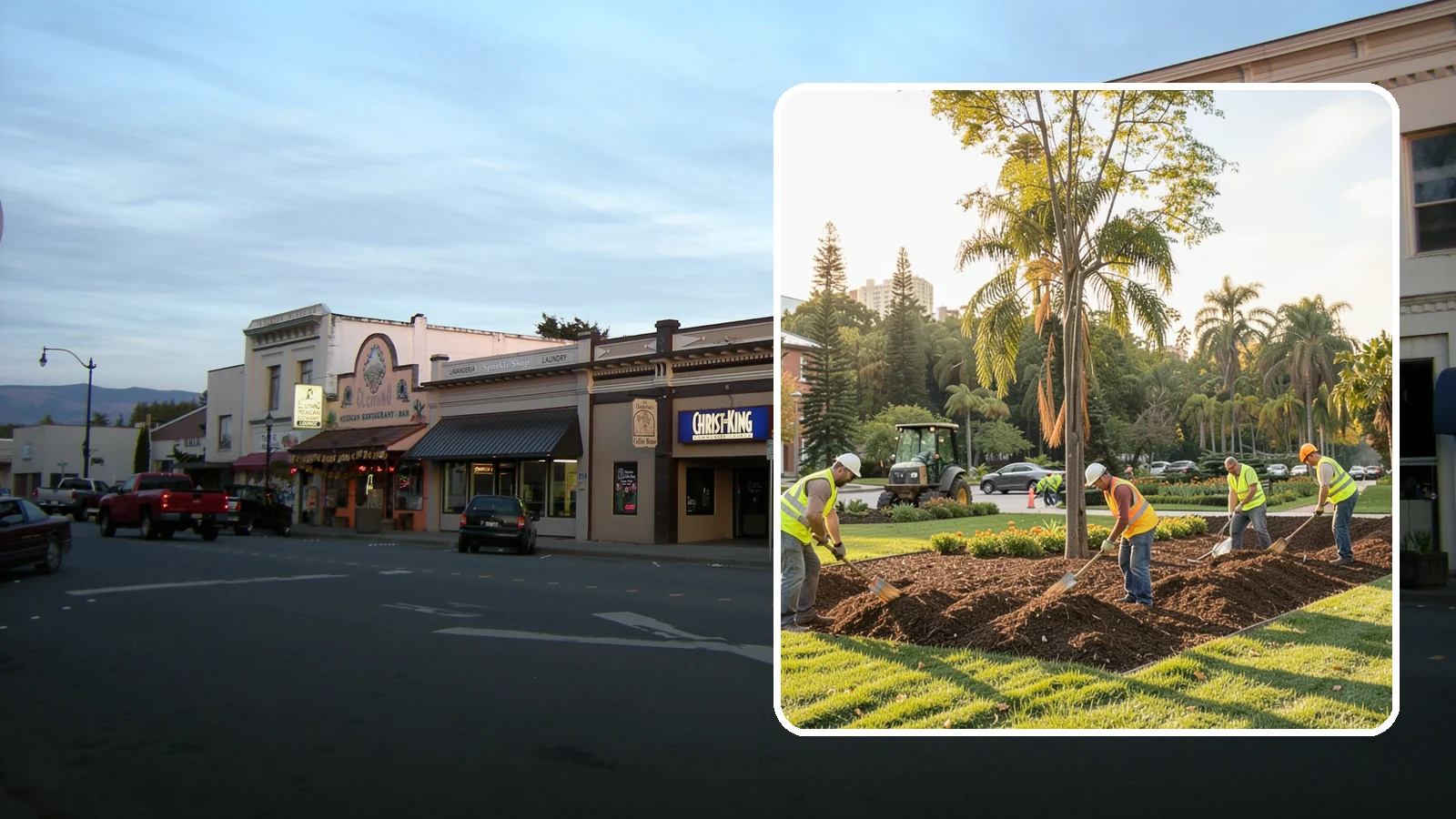 Municipal Mulch Installation in Burlington, Skagit County, WA - We install organic mulch in public tree rings, beds, and natural areas to conserve moisture and build soil for Western Washington...