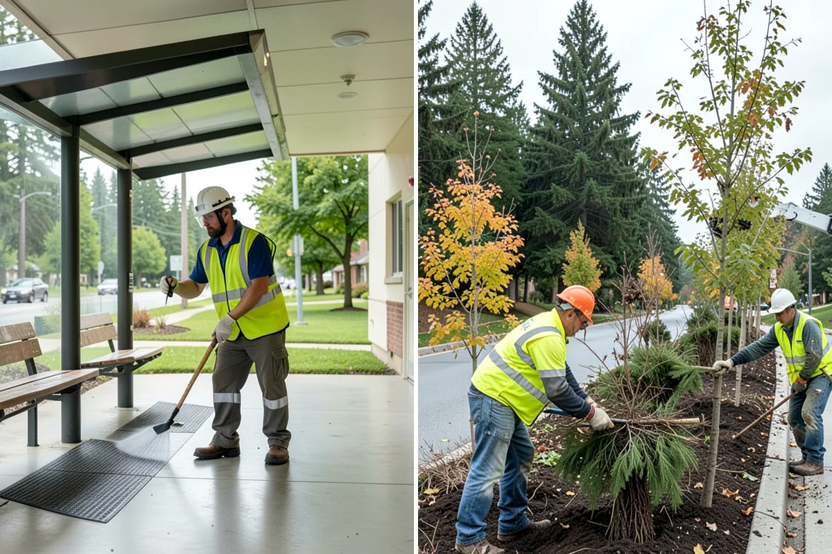 Municipal Mulch Installation in Clyde Hill, King County, WA - We calculate coverage and confirm mulch type and depth by area