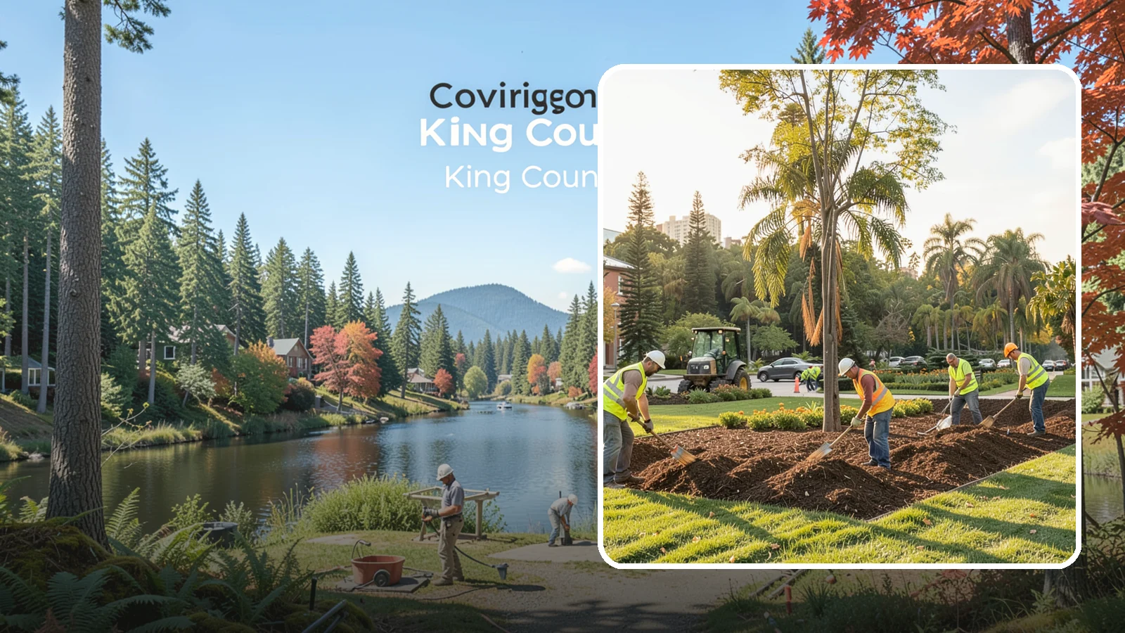 Municipal Mulch Installation in Covington, King County, WA - We install organic mulch in public tree rings, beds, and natural areas to conserve moisture and build soil for Western Washington...