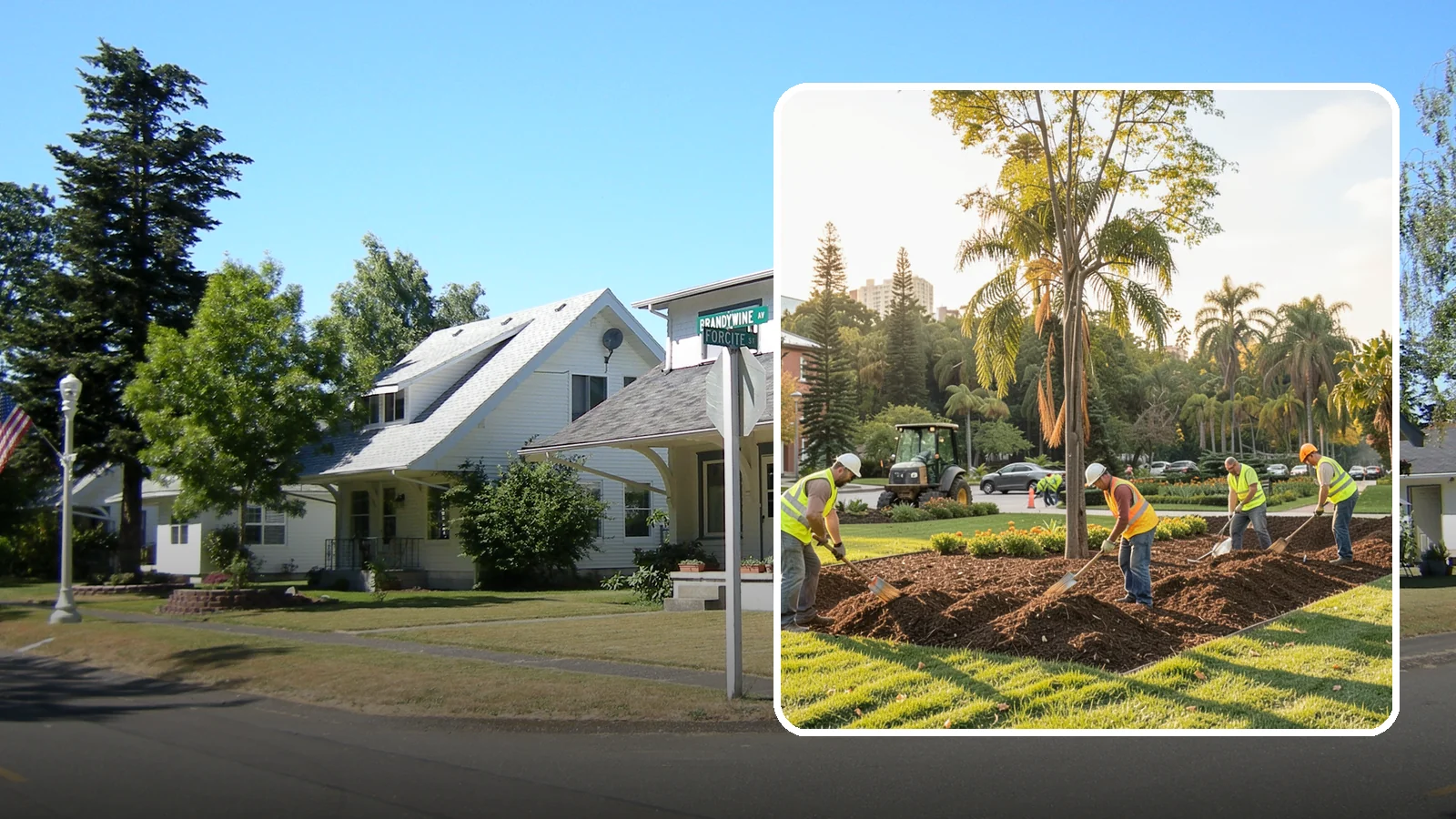 Municipal Mulch Installation in DuPont, Pierce County, WA - We install organic mulch in public tree rings, beds, and natural areas to conserve moisture and build soil for Western Washington...