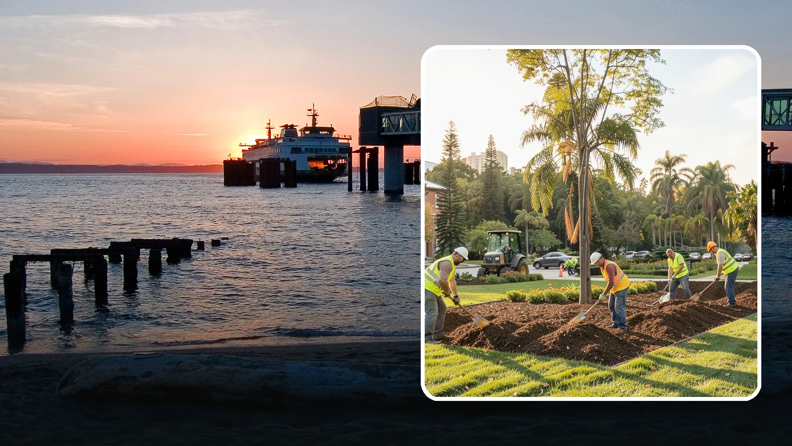 Municipal Mulch Installation in Edmonds, Snohomish County, WA - We install organic mulch in public tree rings, beds, and natural areas to conserve moisture and build soil for Western Washington...