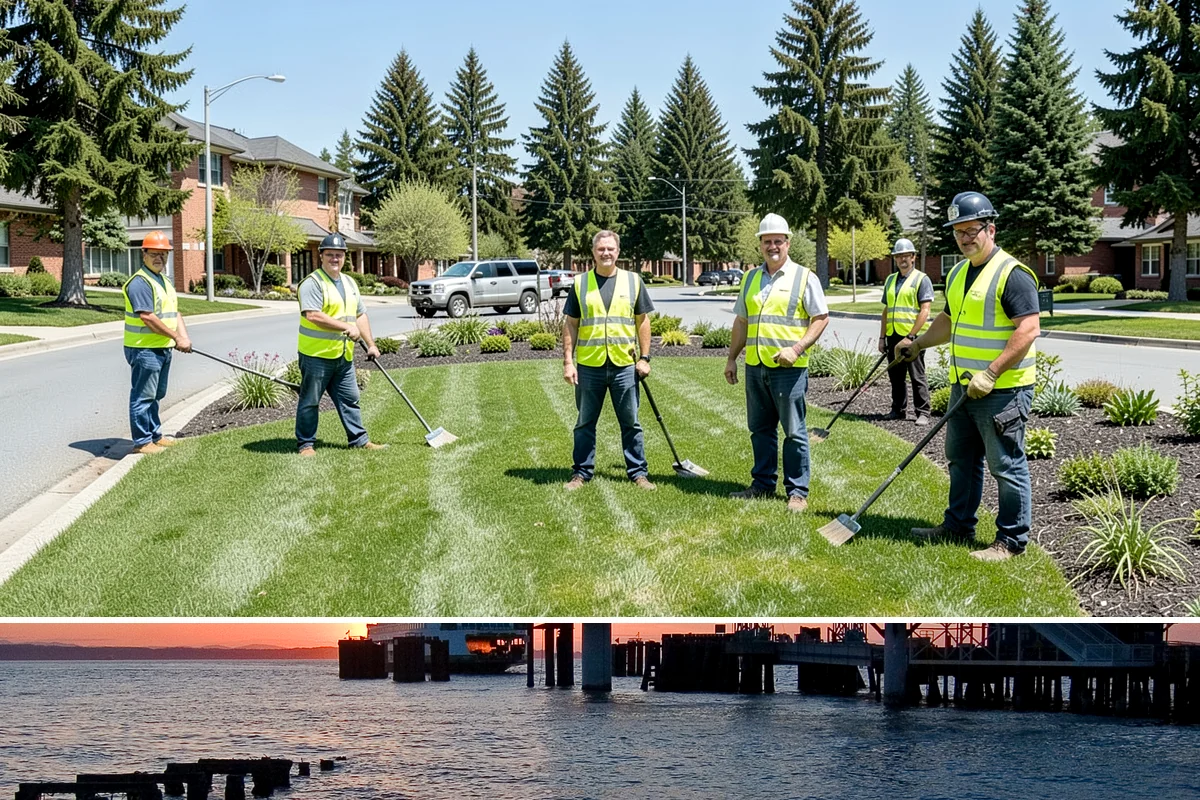 Municipal Mulch Installation in Edmonds, Snohomish County, WA - Late spring application maximizes moisture retention through summer, while fall mulching insulates roots ahead of winter.