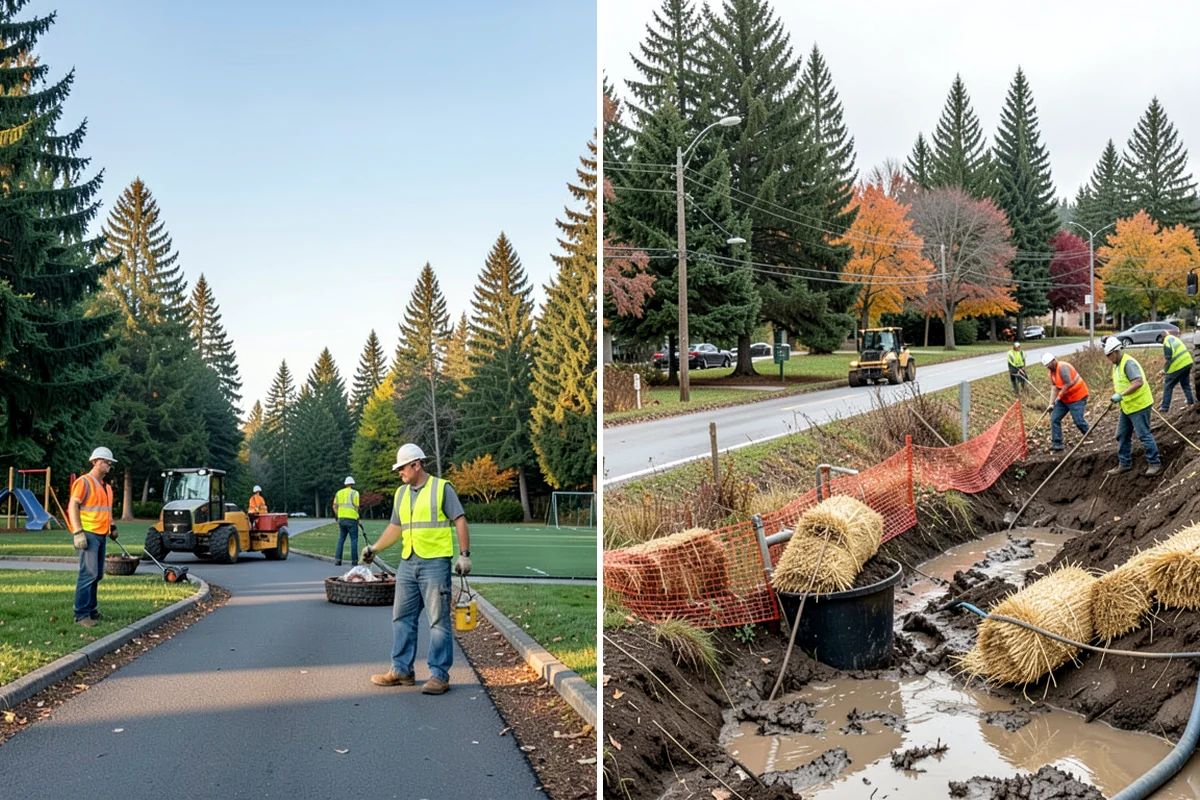 Municipal Mulch Installation in Enumclaw, King County, WA - We calculate coverage and confirm mulch type and depth by area