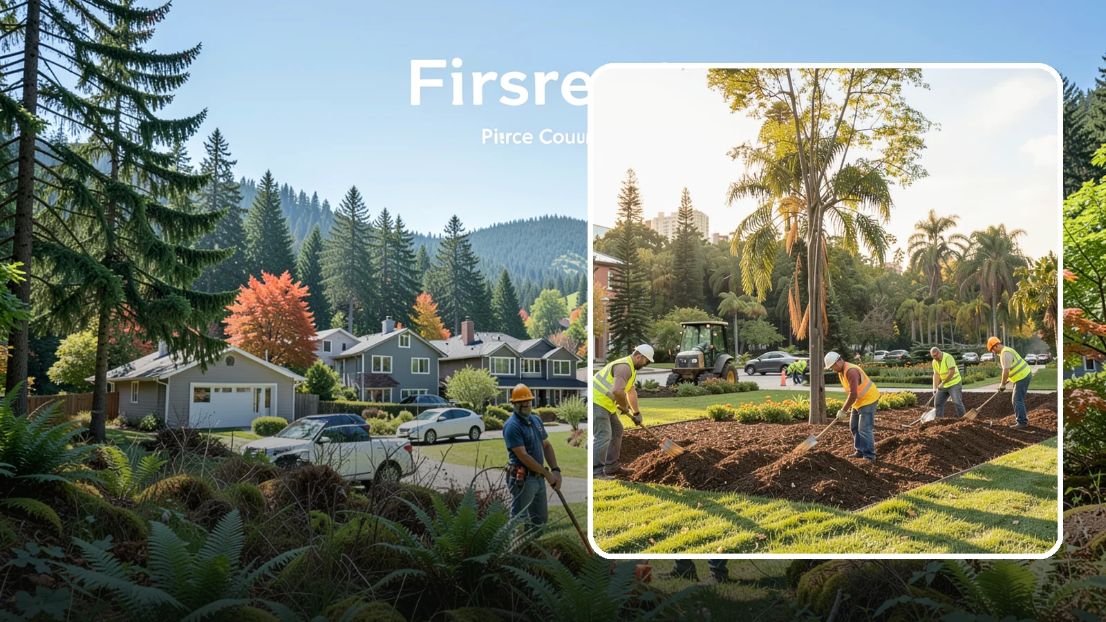 Municipal Mulch Installation in Fircrest, Pierce County, WA - We install organic mulch in public tree rings, beds, and natural areas to conserve moisture and build soil for Western Washington...