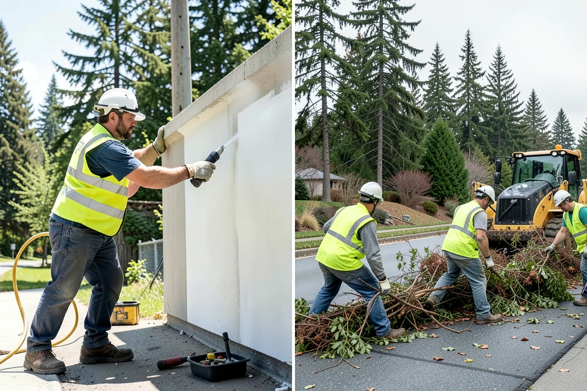 Municipal Mulch Installation in Gig Harbor, Pierce County, WA - We calculate coverage and confirm mulch type and depth by area
