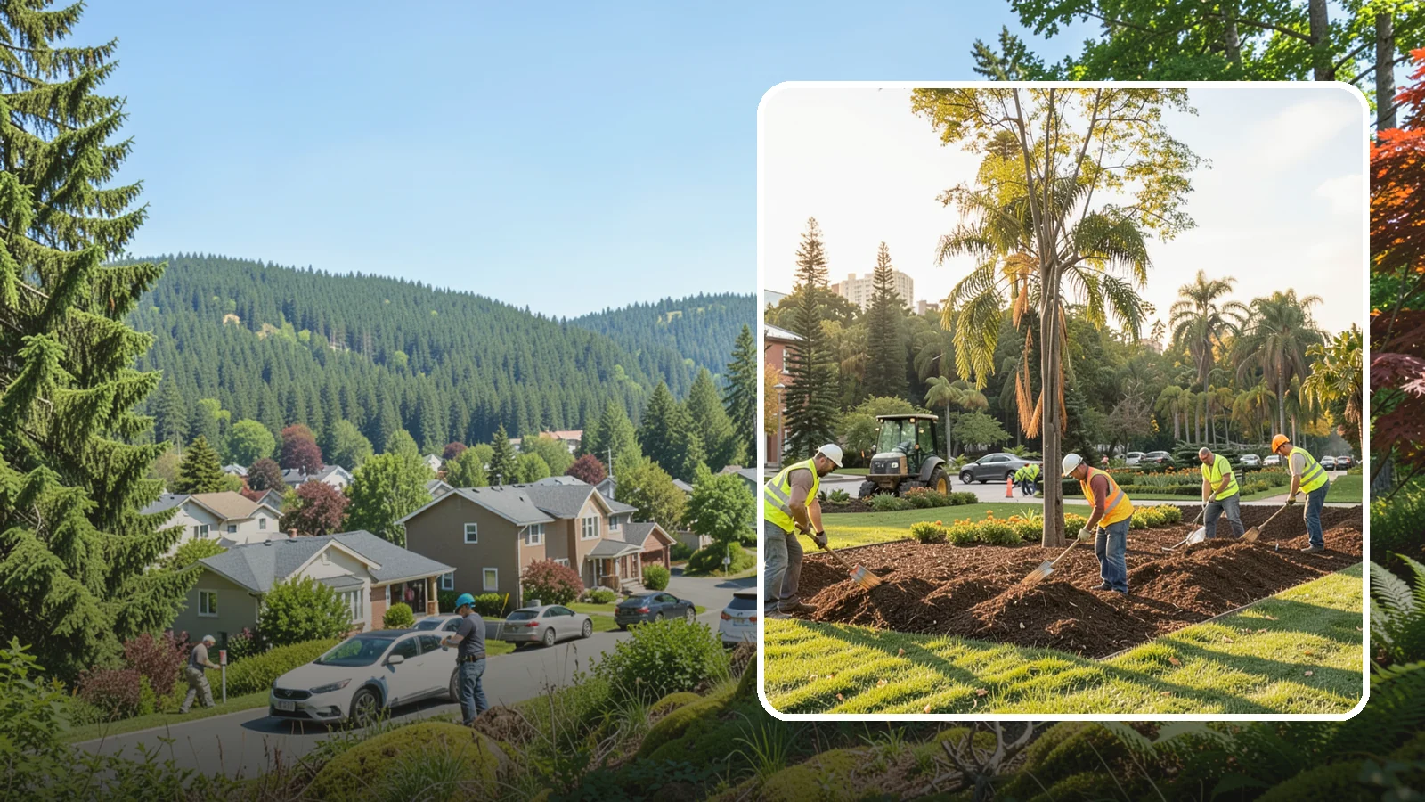 Municipal Mulch Installation in Index, Snohomish County, WA - We install organic mulch in public tree rings, beds, and natural areas to conserve moisture and build soil for Western Washington...